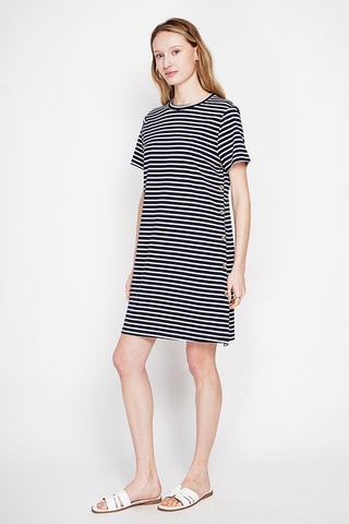 Vestido recto de lino - Azul marino