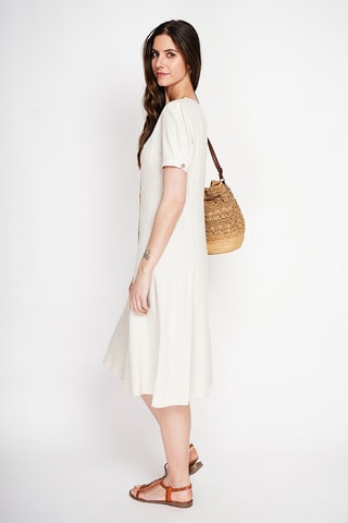 Vestido camisero de lino - Beige