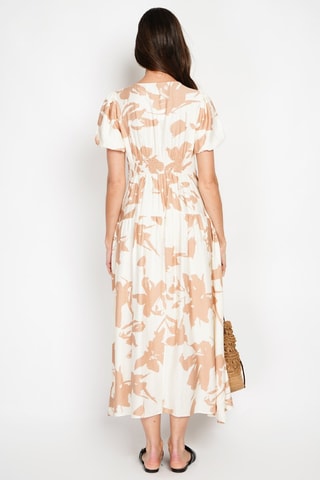 Vestido largo de lino - Camel