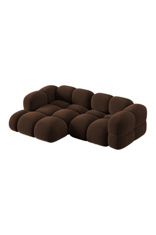 Canapé d’angle gauche Loretto - Marron - 3 places - Toucher velours