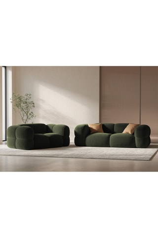 Canapé Loretto - Vert - 3 places - Toucher velours