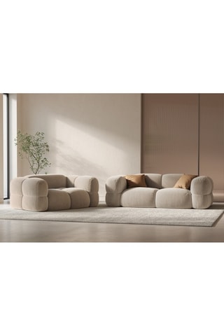 Canapé Loretto - Beige clair - 3 places - Toucher velours