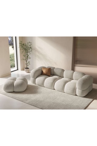 Canapé Loretto - Beige - 4 places - En tissu structurel