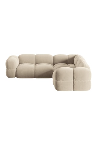 Canapé d’angle symétrique Loretto - Beige clair - 4 places - En tissu velours