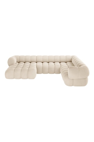 Canapé d'angle panoramique droit Maurice - Beige - 5 places - Toucher velours