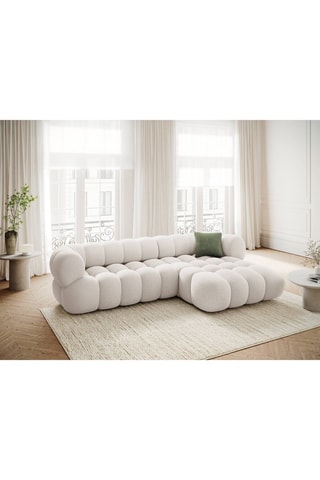 Canapé d'angle droit Maurice - Beige - 3 places - En tissu chenille