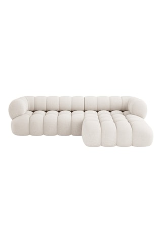 Canapé d'angle droit Maurice - Beige - 3 places - En tissu chenille