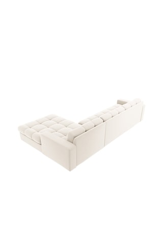 Canapé d'angle droit Yohan - Beige - 4 places - Toucher velours