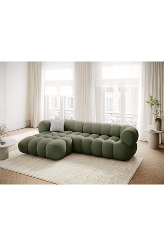 Canapé d'angle gauche Maurice - Vert olive - 3 places - En tissu chenille