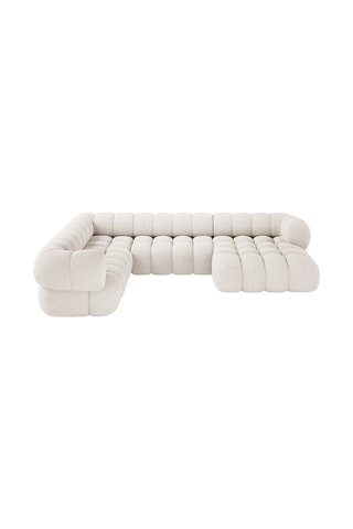 Canapé d'angle gauche panoramique Maurice  - Beige - 5 places - En tissu chenille