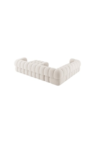 Canapé d'angle gauche panoramique Maurice  - Beige - 5 places - En tissu chenille