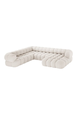 Canapé d'angle gauche panoramique Maurice  - Beige - 5 places - En tissu chenille