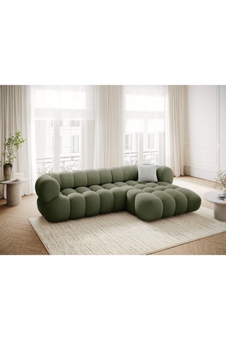 Canapé d'angle droit Maurice - Vert olive - 3 places - En tissu chenille