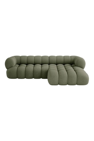Canapé d'angle droit Maurice - Vert olive - 3 places - En tissu chenille