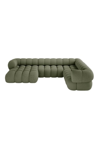 Canapé d'angle droit panoramique Maurice - Vert olive - 5 places - En tissu chenille