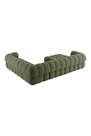 Canapé d'angle droit panoramique Maurice - Vert olive - 5 places - En tissu chenille