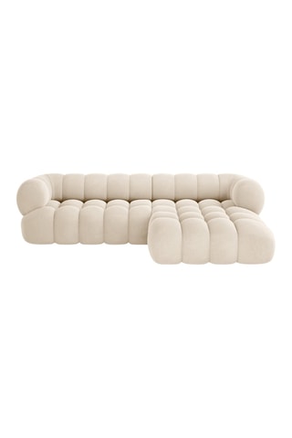Canapé d’angle droit Maurice - Beige - 3 places - Toucher velours