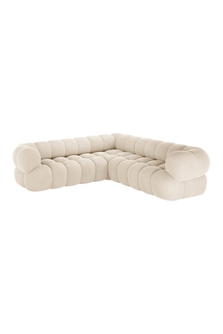 Canapé d'angle modulaire Maurice - Beige clair - 5 places - Toucher velours