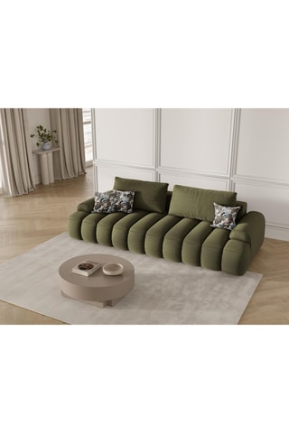 Canapé convertible Simona - Vert olive - 4 places - Tissu structuré