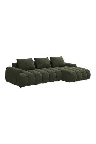 Canapé d'angle droit convertible Simona - Bleu marine - 3 places - Toucher velours