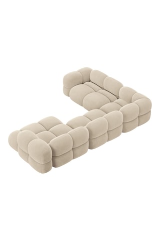 Canapé d’angle gauche panoramique Loretto - Beige clair - 5 places - Toucher velours