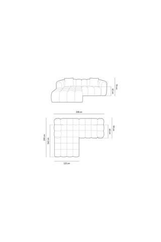 Canapé d’angle gauche modulaire Astro - Vert bouteille - 3 places - En tissu velours