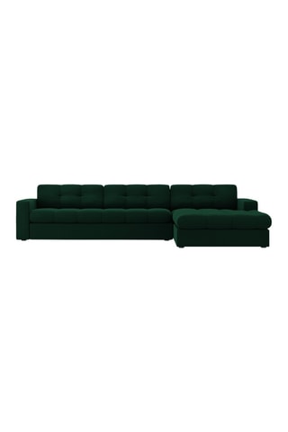 Canapé d’angle droit Yohan - Vert bouteille - 4 places - Toucher velours