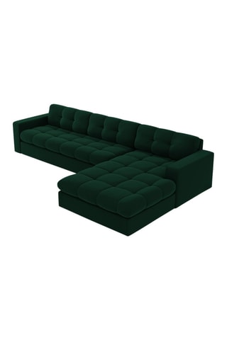 Canapé d’angle droit Yohan - Vert bouteille - 4 places - Toucher velours