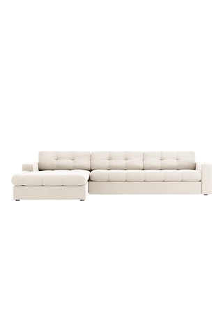 Canapé d'angle gauche Yohan - Beige - 4 places - Toucher velours