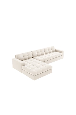 Canapé d'angle gauche Yohan - Beige - 4 places - Toucher velours
