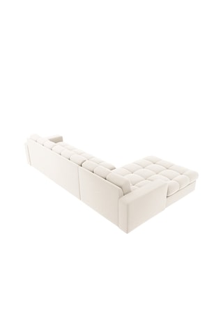Canapé d'angle gauche Yohan - Beige - 4 places - Toucher velours
