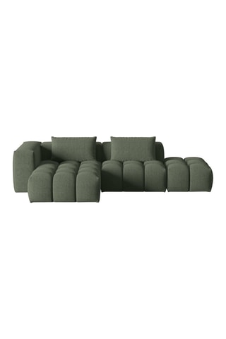 Canapé d'angle gauche Lorella - Vert olive - 4 places - Revêtement en tissu
