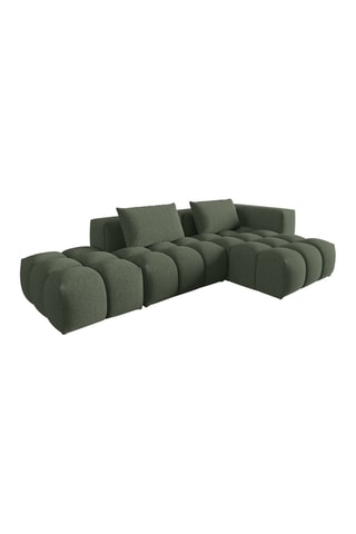Canapé d'angle droit Lorella - Vert olive - 4 places - Revêtement en tissu