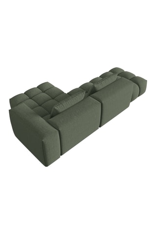 Canapé d'angle droit Lorella - Vert olive - 4 places - Revêtement en tissu