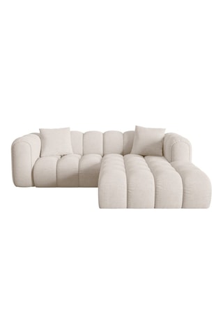 Canapé d'angle droit Astro - Beige - 3 places - En tissu texturé et tissu chenille moly