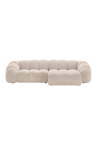Canapé d’angle droit Lyna - Beige - 4 places - En velours