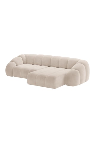 Canapé d’angle droit Lyna - Beige - 4 places - En velours