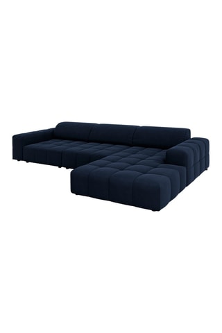 Canapé d'angle droit Luc - Bleu foncé - 4 places - Toucher velours