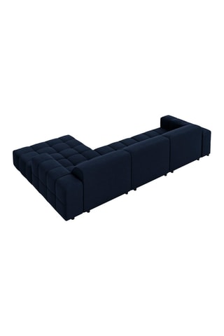 Canapé d'angle droit Luc - Bleu foncé - 4 places - Toucher velours
