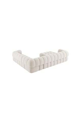 Canapé d'angle droit panoramique Maurice - Beige - 5 places - En tissu chenille