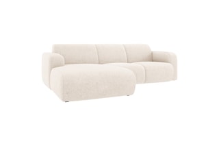Canapé d’angle gauche Lola - Beige clair - 4 places - En tissu chenille