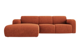 Canapé d’angle gauche Lola - Rouge brique - 4 places - En tissu chenille