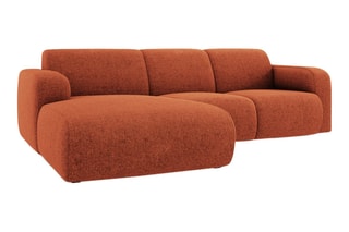 Canapé d’angle gauche Lola - Rouge brique - 4 places - En tissu chenille
