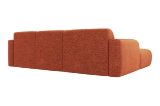 Canapé d’angle gauche Lola - Rouge brique - 4 places - En tissu chenille