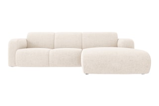 Canapé d’angle droit Lola - Beige clair - 4 places - En tissu chenille