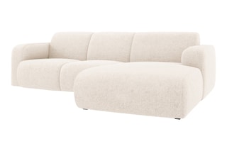Canapé d’angle droit Lola - Beige clair - 4 places - En tissu chenille