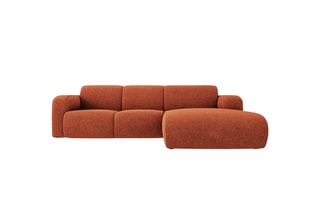 Canapé d’angle droit Lola - Rouge brique - 4 places - En tissu chenille