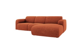 Canapé d’angle droit Lola - Rouge brique - 4 places - En tissu chenille