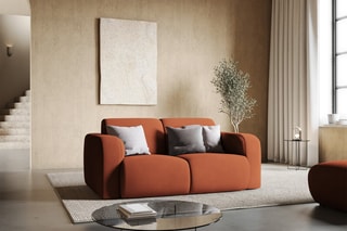 Canapé Lola - Orange - 2 places - En tissu chenille