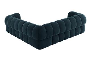 Canapé d'angle modulaire Maurice - Bleu pétrole - 5 places - Toucher velours